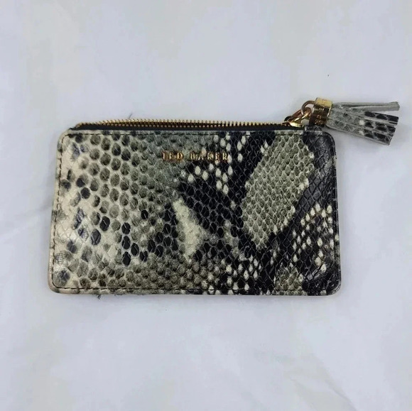 Ted Baker Handbags - Ted Baker 100% Bovine Leather with Simulated Snake Skin Wallet Black/Cream Color